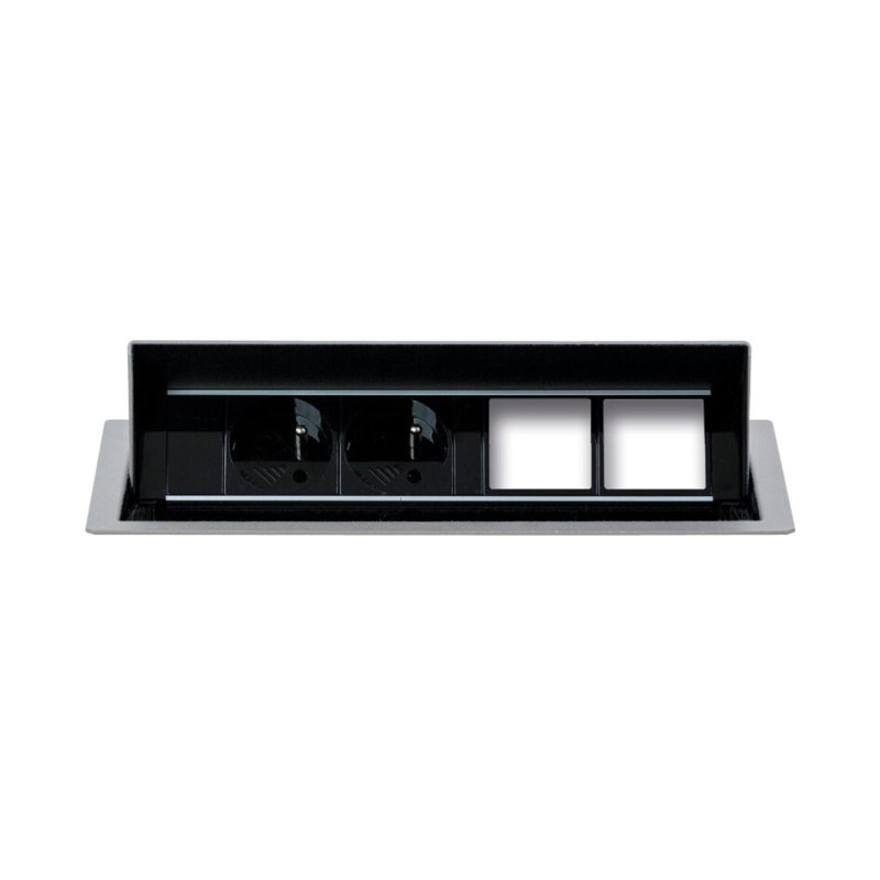 KPV 4 Konfigurovatelný výklopný panel, 2x el. zásuvka, 2x volný slot pro 2 až 4 konektory, Nabíjecí USB NE
