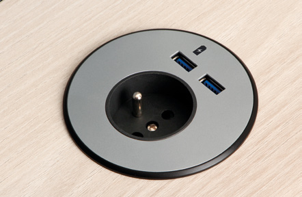Přípojný modul se zásuvkou 230 V a USB v desce stolu HOBIS Uni US 1200