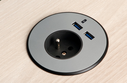 Přípojný modul se zásuvkou 230 V a USB v desce stolu HOBIS Gate GE 60 L