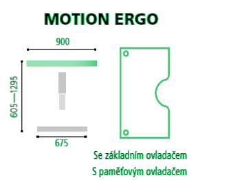 Druhý rozměrový nákres stolu HOBIS Motion Ergo MSE 3M 1800